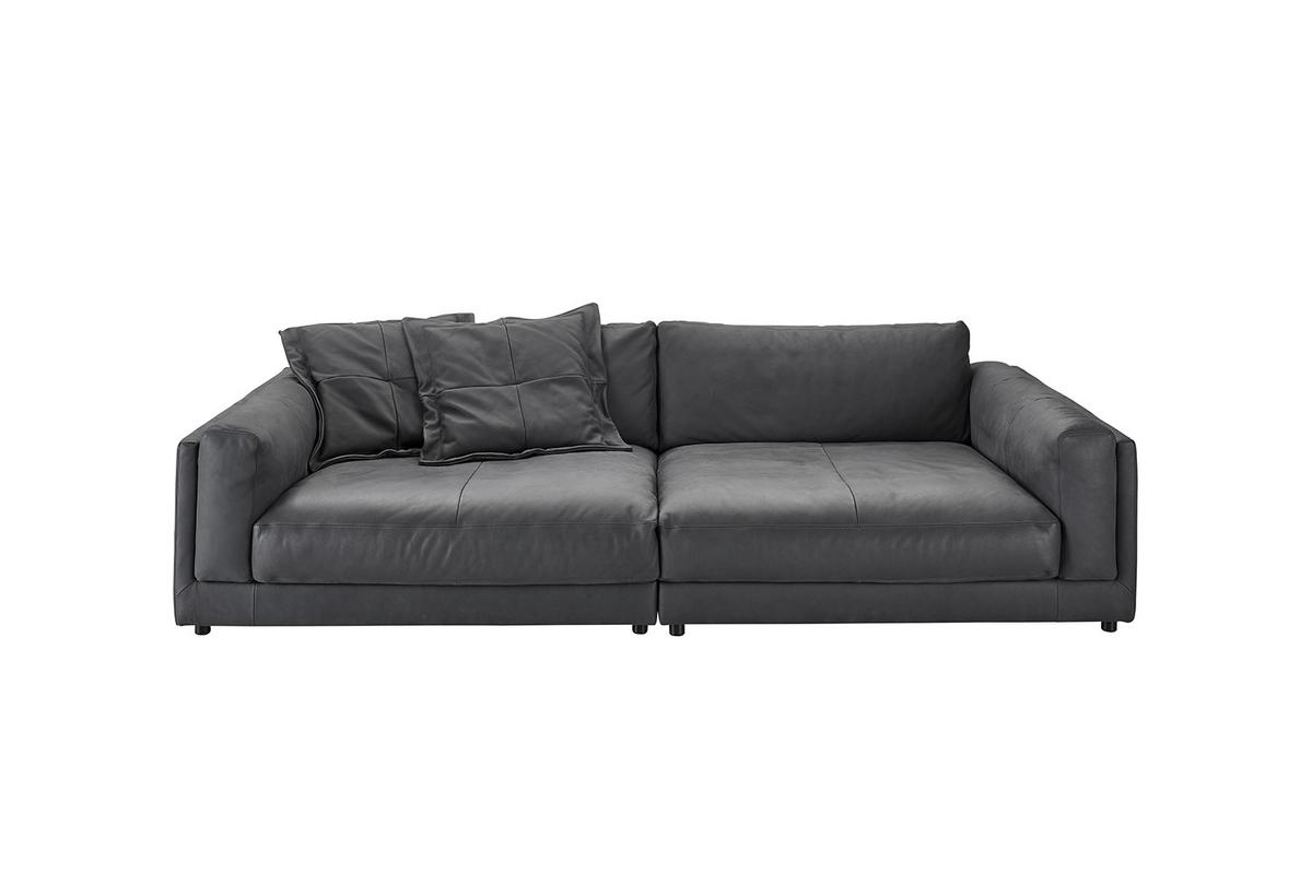 BIG SOFA RAINA Anthrazit Leder - Anthrazit/Schwarz, Leder/Kunststoff (254/85/150cm) - KAWOLA
