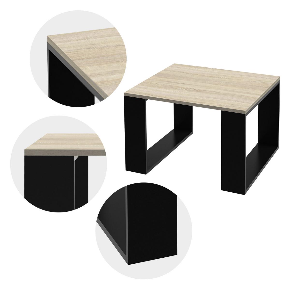 COUCHTISCH 65x65x40 cm Eicheoptik-Schwarz mit Kufenbeine - Schwarz, Holzwerkstoff (65/65/40cm) - ML-DESIGN