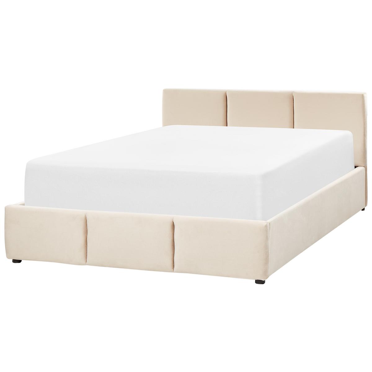 POLSTERBETT 160/200cm Helles Beige Bousse - Beige, Textil (160/200cm) - Beliani