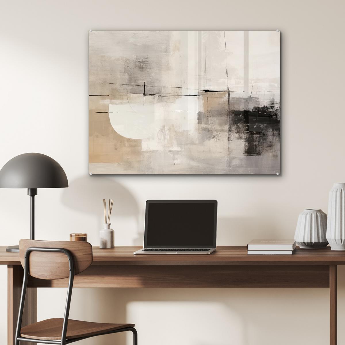 ACRYLGLASBILD Abstrakt - Kunst - Grau 80x60 cm - Hellgrau, Glas (80/60cm) - MuchoWow