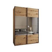 SCHWEBETÜRENSCHRANK 245,5/180/64 2-türig - Schwarz/Eiche Artisan, Holz/Metall (180/245/64cm) - Abiks Möbel