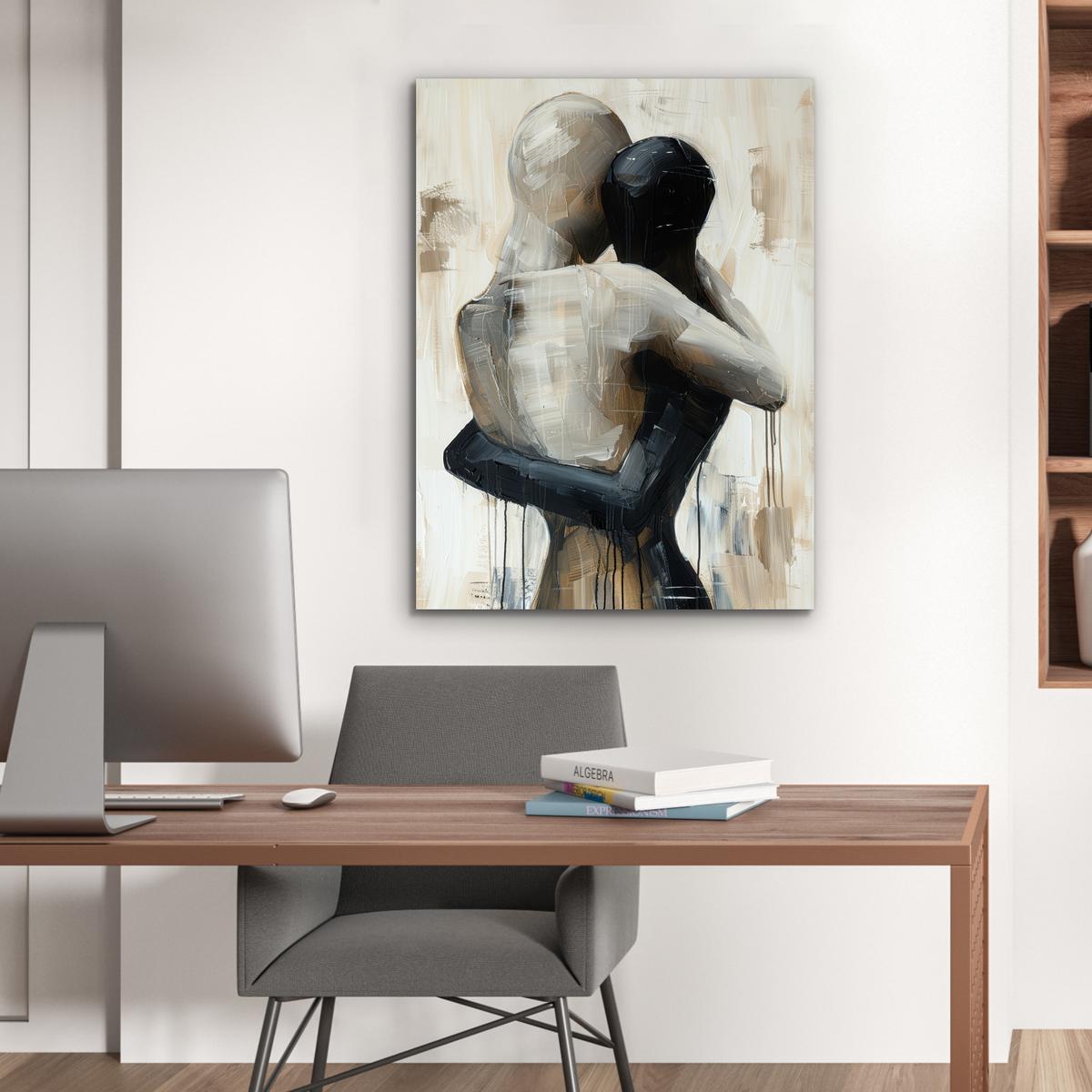 METALLBILD Abstrakt - Liebe - Schwarz und weiß - Modern 60x80 cm - Schwarz, Metall (60/80cm) - MuchoWow
