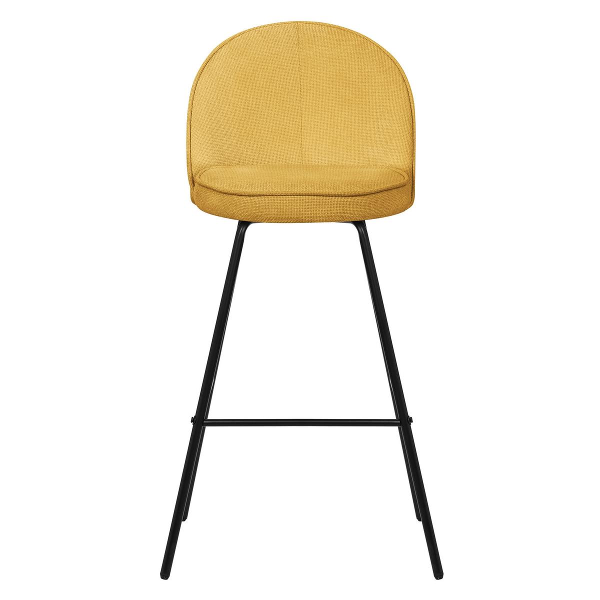 BARHOCKER 4er Set Senf mit Stoffbezug - Gelb/Schwarz, Textil/Metall (52/102/50cm) - ML-DESIGN
