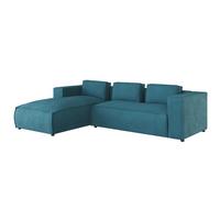 ECKSOFA Nova Türkis Cord - Türkis/Schwarz, Holz/Kunststoff (262/176cm) - S-Style