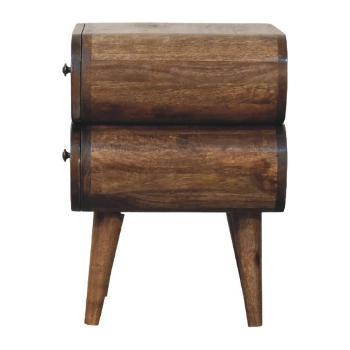 BETTSCHENKEL Schlank, 2 Schubladen in Braun - Dunkelbraun/Messingfarben, Holz/Metall (45/50/35cm) - Artisan Furniture