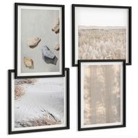 BILDER SET 4er Set - 50x50 cm & 40x60 cm Schwarzer Rahmen - Boho-Naturtexturen - Schwarz, Kunststoff (50/50cm) - TULUP