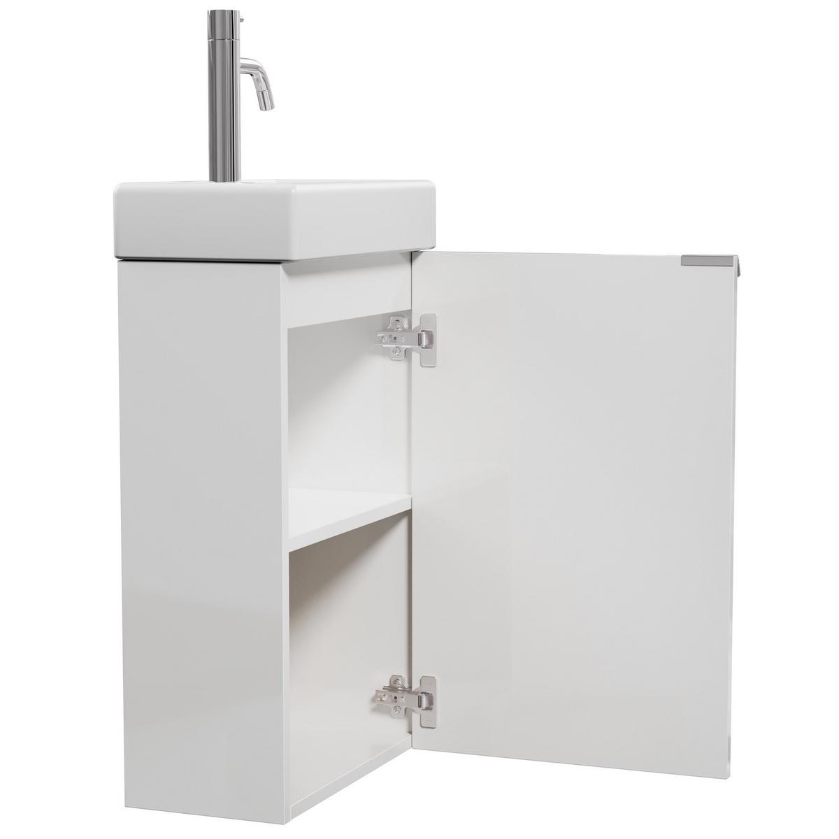 GÄSTE-WC-MÖBELSET Apollo 2 Teile Weiß Hochglanz - 40 x 22 x 68 cm - Weiß, Holz (40/68/22cm) - Badplaats