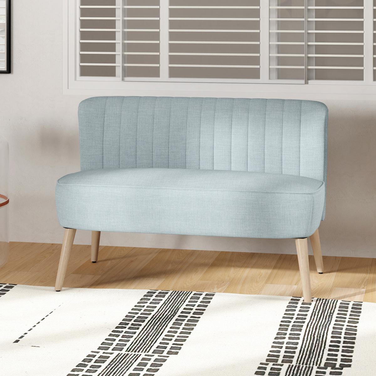 SOFA Polyester Grün - Hellgrün/Naturfarben, Holz/Textil (56.5/77/117cm) - HOMCOM