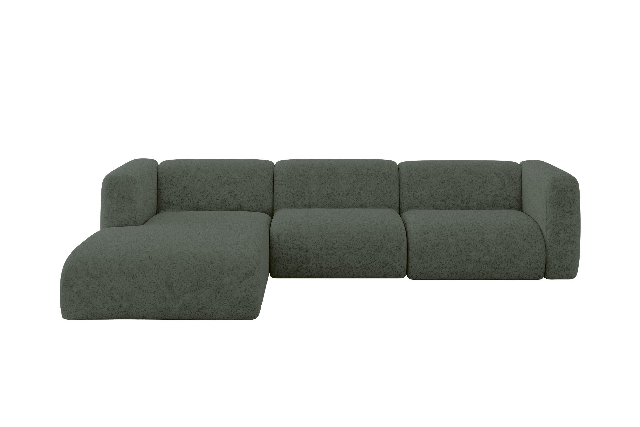 ECKSOFA Ottomane Links MIRA-L2 318x179x89 Grün Velours - Schwarz/Grün, Holzwerkstoff/Kunststoff (318/179cm) - ALTDECOR