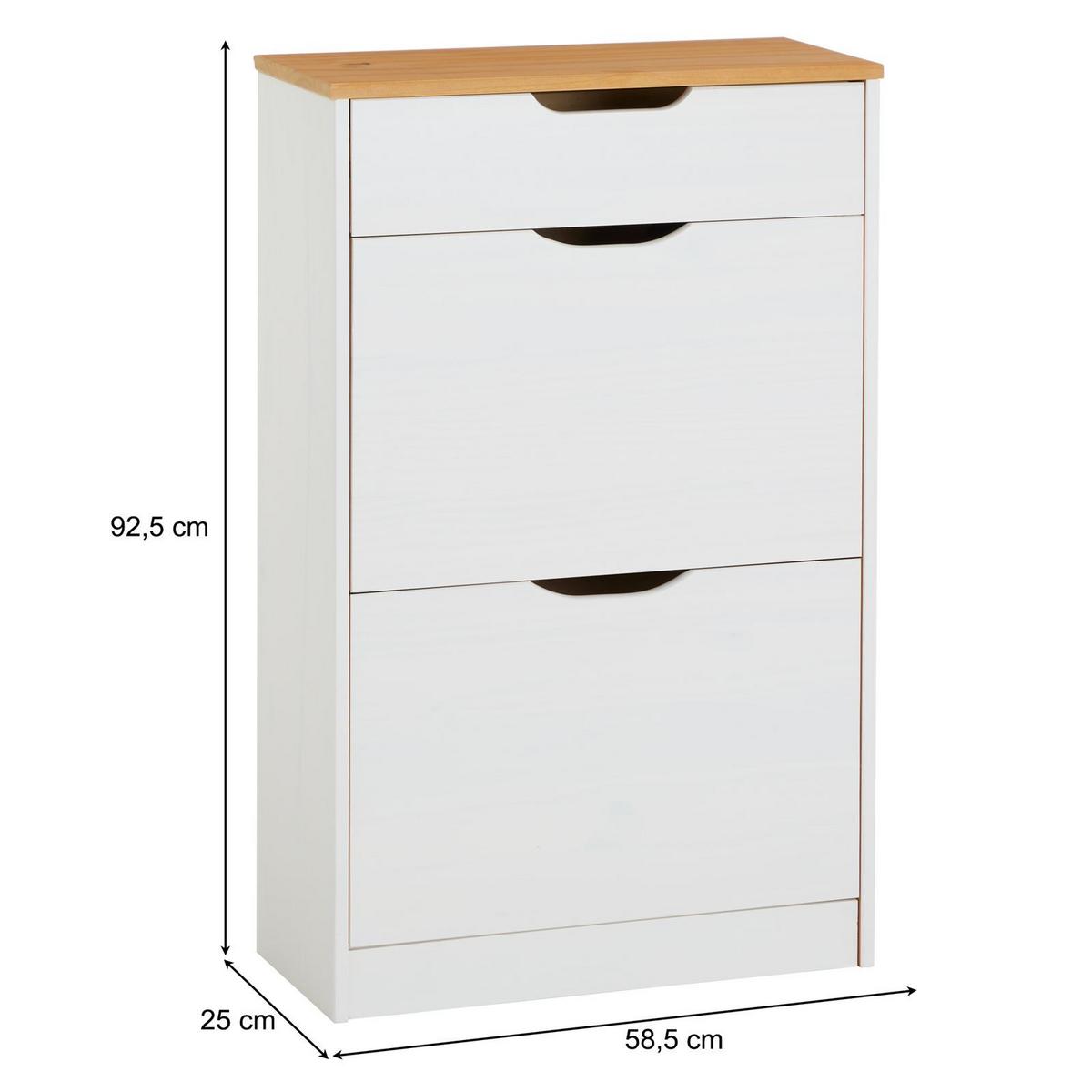 SCHUHSCHRANK BASIL - Weiß/Braun, Holz (58/93/25cm) - IDIMEX