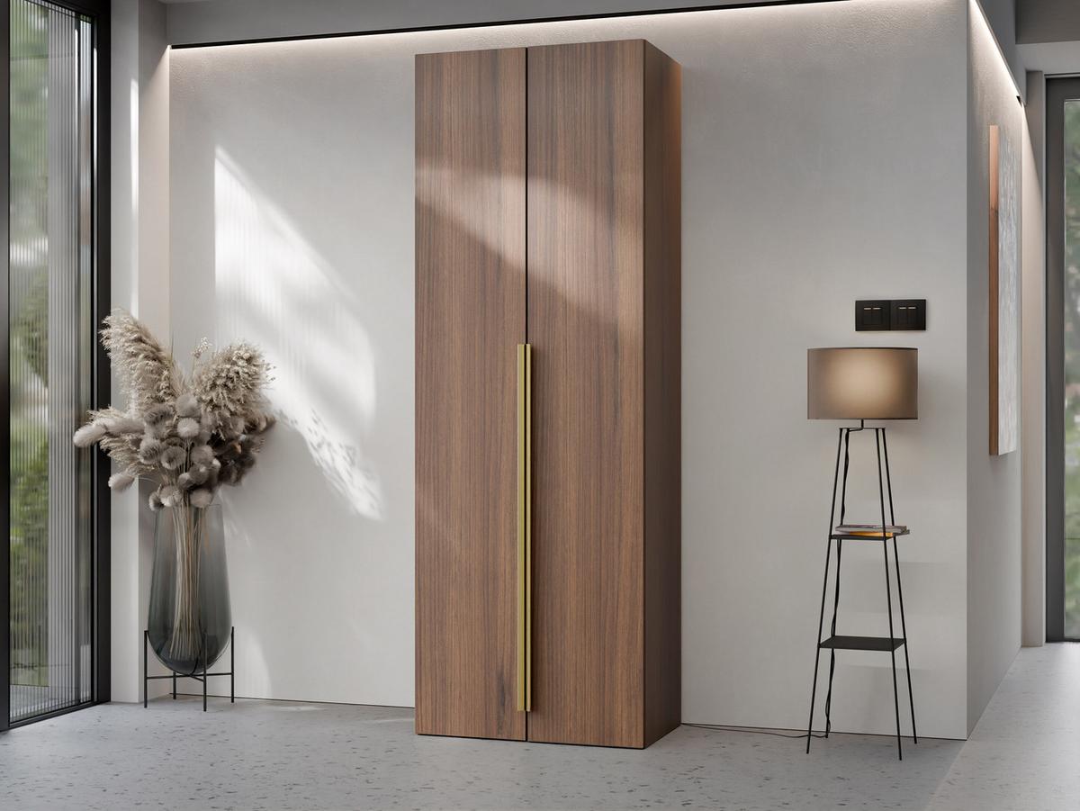 KLEIDERSCHRANK Kerkin 2D - Goldfarben/Nussbaumfarben, Holzwerkstoff/Kunststoff (70/200/42cm) - MIRJAN24
