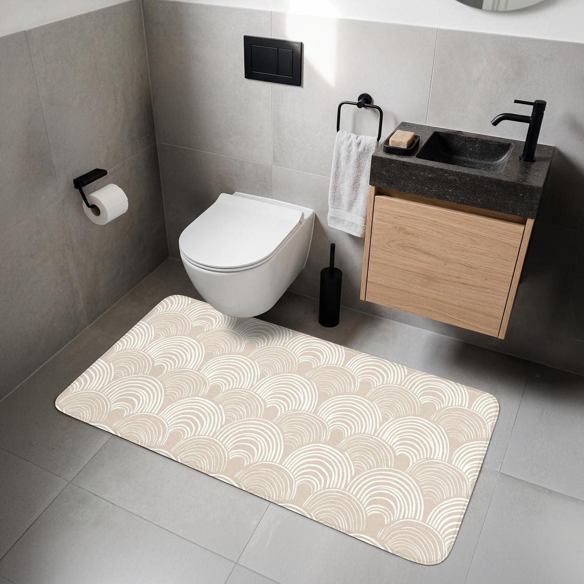 WC-VORLEGER Wellen - Textur - Beige WC Teppich 120x60 cm - Kaschmir, Textil (120/1cm) - OnlyWow