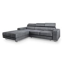 ECKSOFA NOTO L-S Grau Velours-Stoff mit Schlaffunktion - Silberfarben/Grau, Holz/Textil (267/190cm) - MASSENO