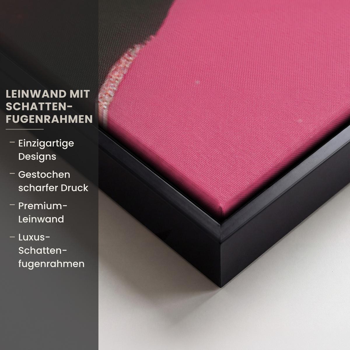 LEINWAND Bilder mit Rahmen - Frau - Katze - Blumen - Tasse - Retro - 90x140 - Magenta, Textil (90/140cm) - MuchoWow