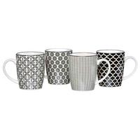 KAFFEEBECHER Takeo schwarz-weiß 350 ml 4er Set - Schwarz/Weiß, Keramik (0.35L) - Ritzenhoff Breker