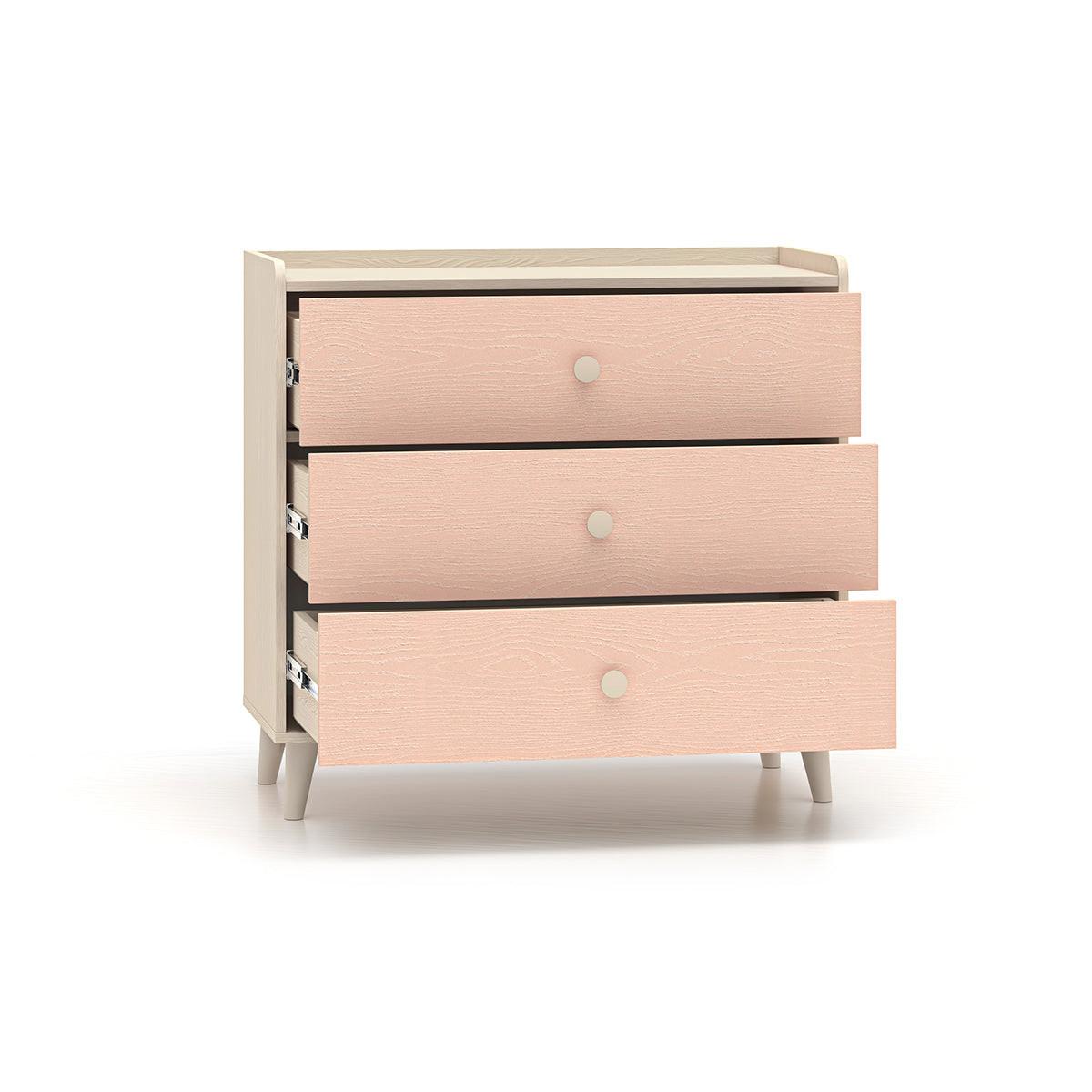 WICKELKOMMODE Alycia Beige - Korallenrosa - Holzeffekt - Beige, Holz (90/85/40cm) - Petits-meubles