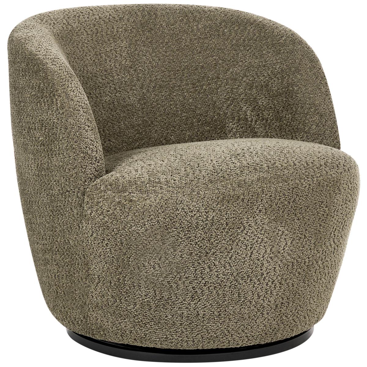 DREHSESSEL Chenillegewebe Dunkelgrün Kuolpa - Grün, Textil (67/69/75cm) - Beliani