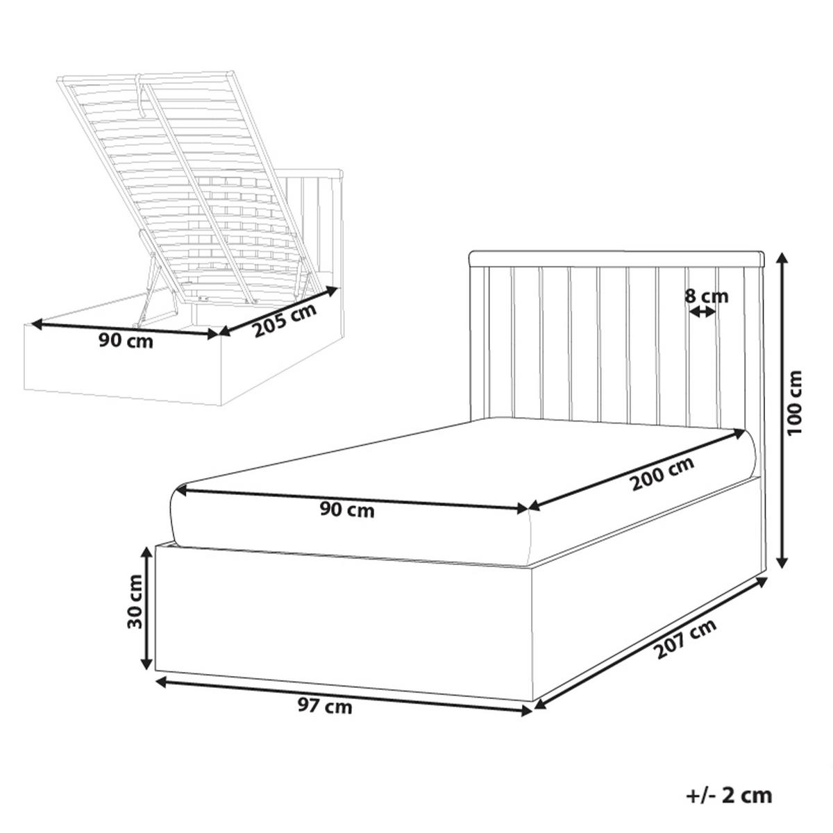 BETT mit Stauraum 90/200 cm MDF-Platte Cremeweiß Rouvillers - Creme, Holz (90/200cm) - Beliani