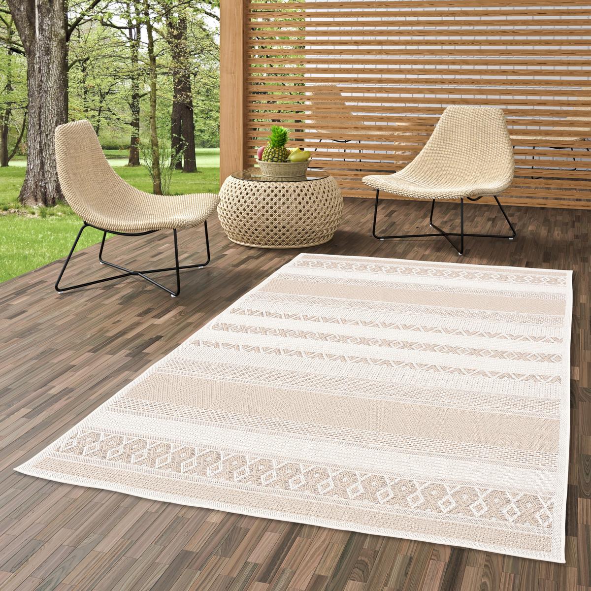 IN & OUTDOOR TEPPICH FLACHGEWEBE OTTAWA STRIPES - Beige, Textil (160/230cm) - Pergamon
