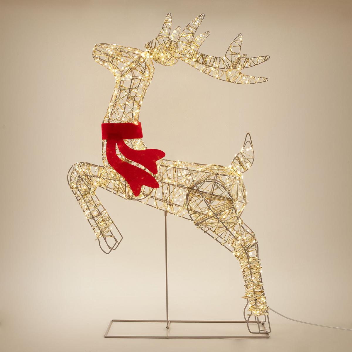 LED RENTIER WEIHNACHSDEKO 720 LED Warmweiß 91 cm Weihnachtsbeleuchtung mit Timer & Blinkfunktion - Goldfarben, Kunststoff/Metall (59/91/18cm) - ECD-Germany