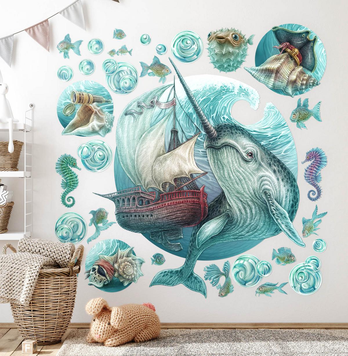 AUFKLEBER 60x62 cm Meerabenteuer - Blau, Kunststoff (60/62/0.1cm) - TULUP