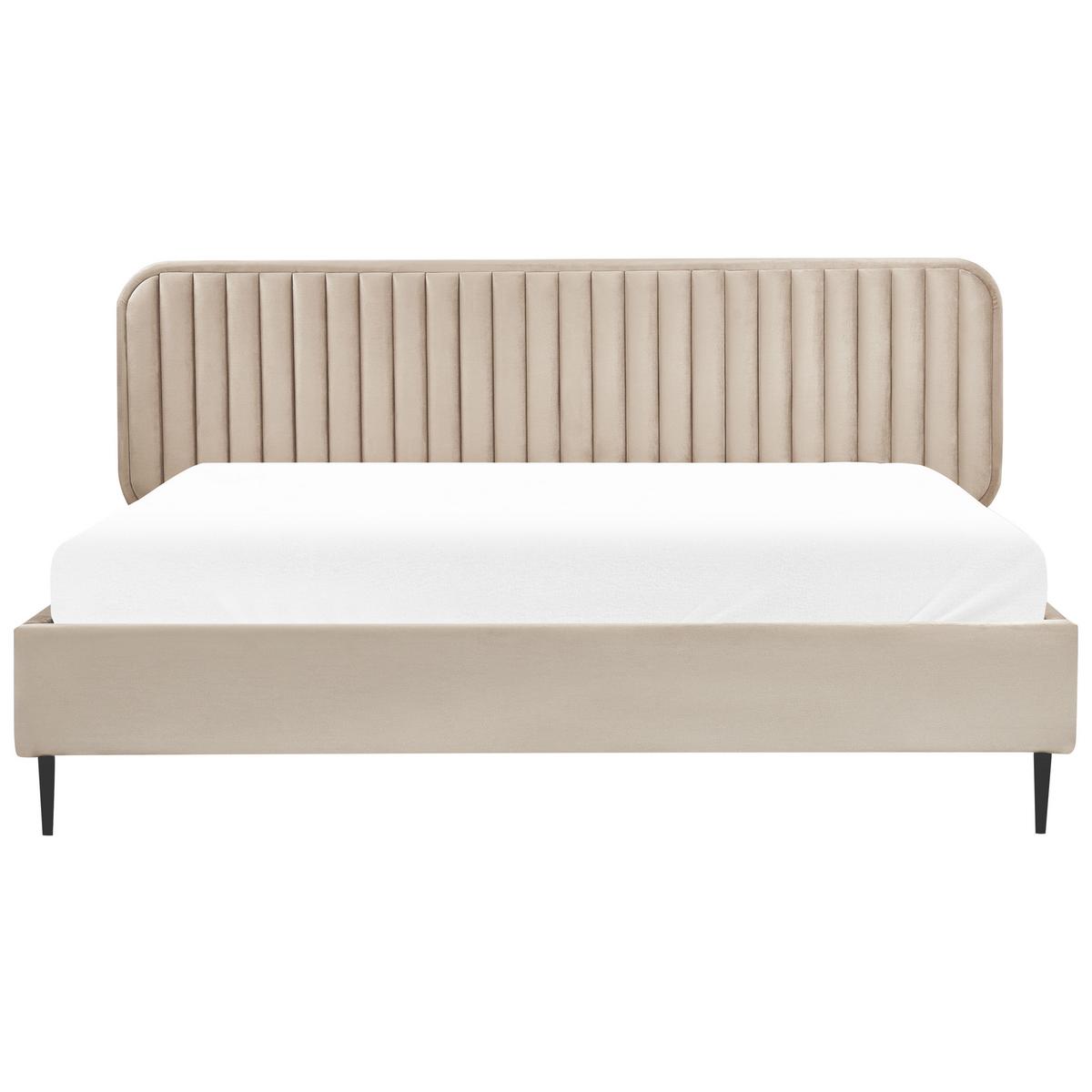 BETT mit Lattenrost 180/200 cm Taupe Brin - Taupe/Schwarz, Textil (180/200cm) - Beliani