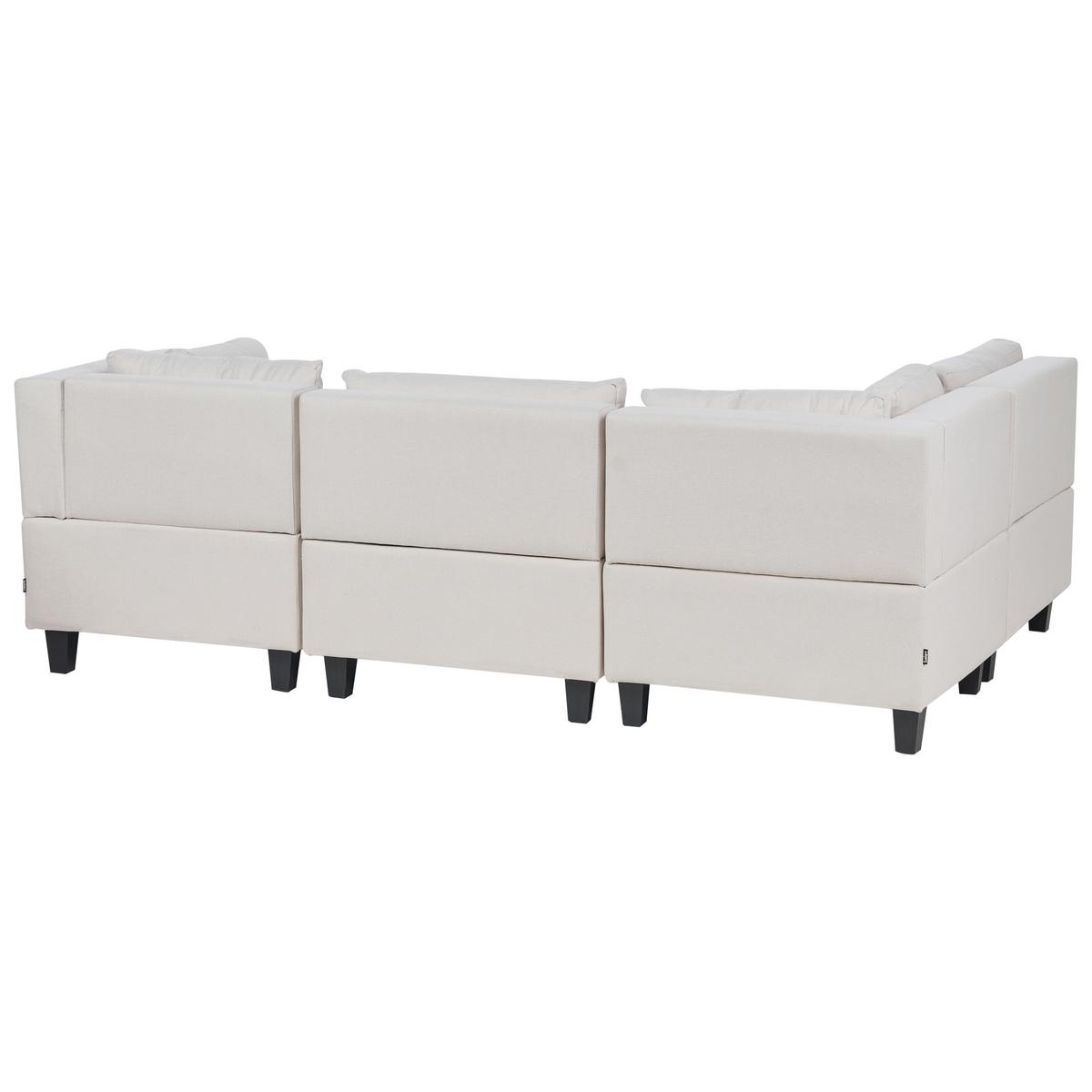 ECKSOFA Modul 4-Sitzer rechtsseitig Hellbeige Stoff Unstad - Beige/Schwarz, Textil (228/152cm) - Beliani