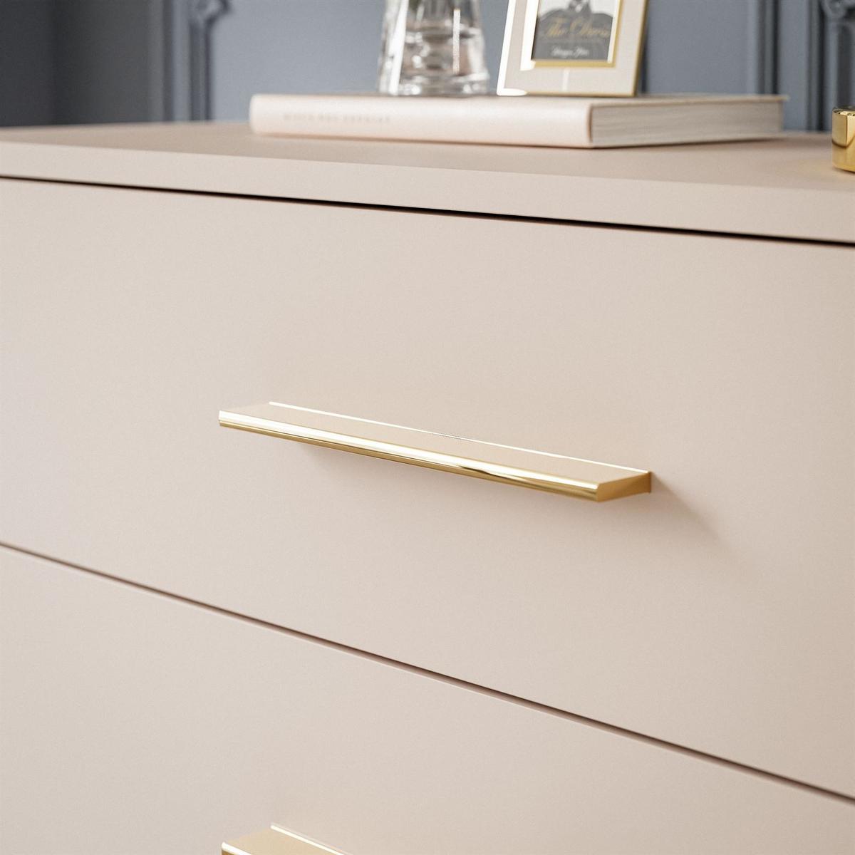 KOMMODE AURA KASCHMIR 4S mit Schubladen Goldene Beine und Griffe - Kaschmir/Goldfarben, Holzwerkstoff (95/90/40cm) - Lookway