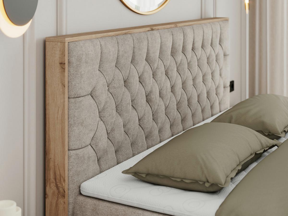 BOXBETT AMORE 140/200 Beige Struktur - H4 - Beige, Holz/Textil (140/200cm) - MKS