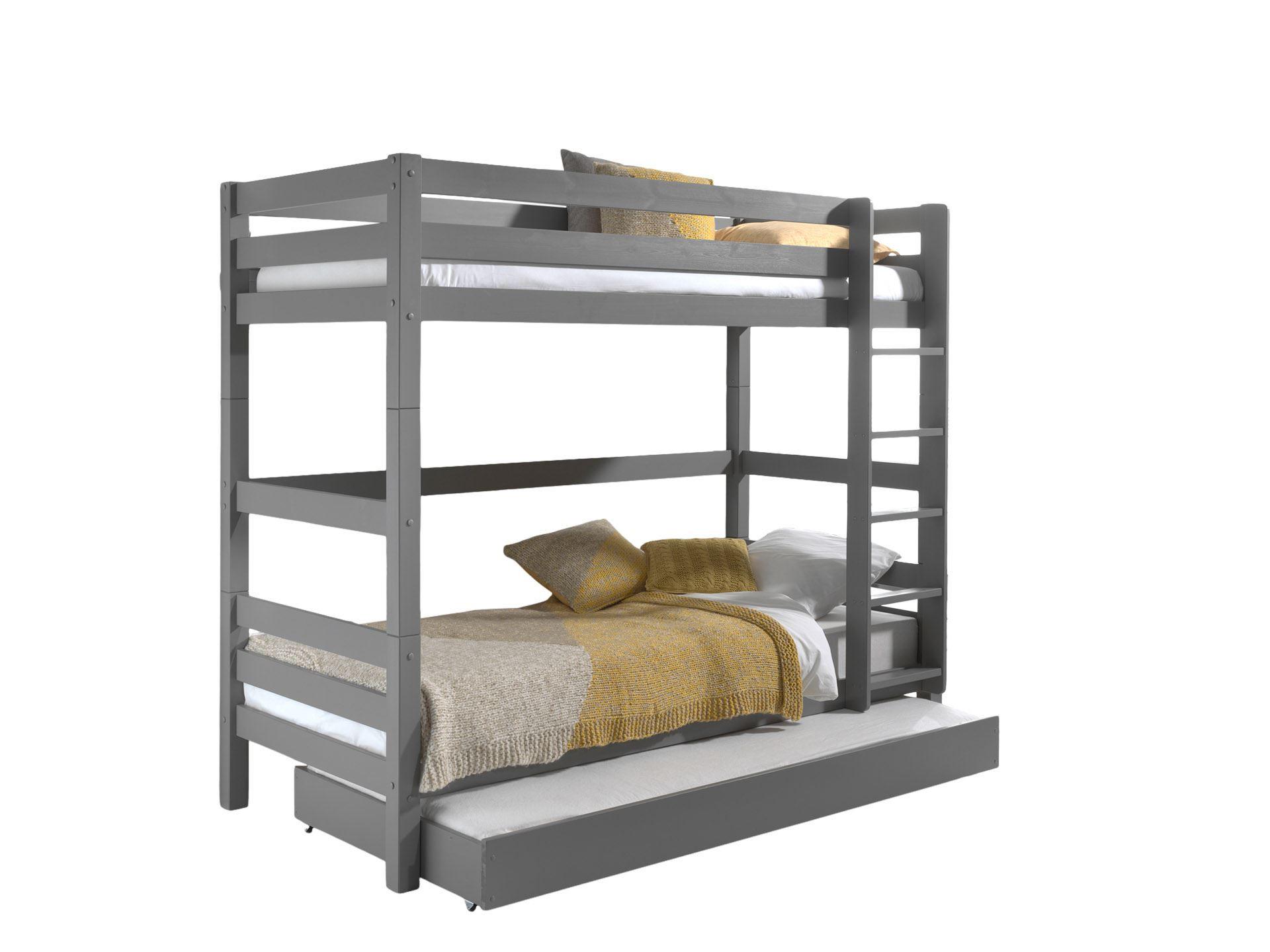 ETAGENBETT Karolina 210x161x105 aus Massivholz in grau - Grau, Holz (90/200cm) - 58aufmkessel
