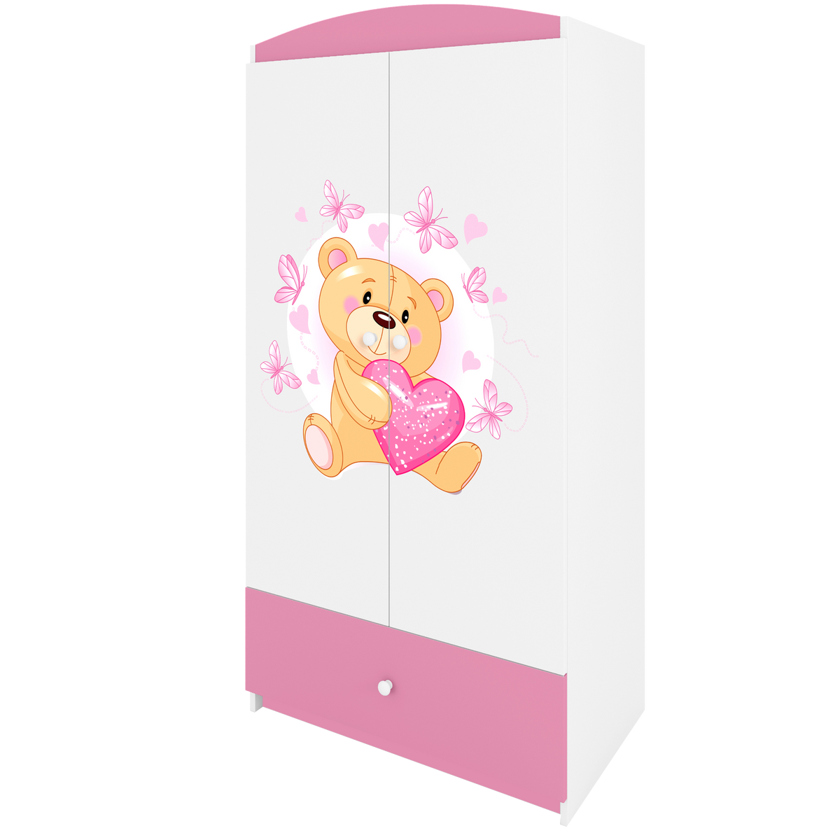 KINDERKLEIDERSCHRANK Teddybär I - Hellrosa, Holzwerkstoff (90/175/52cm) - RAUMHIRSCH FURNITURE