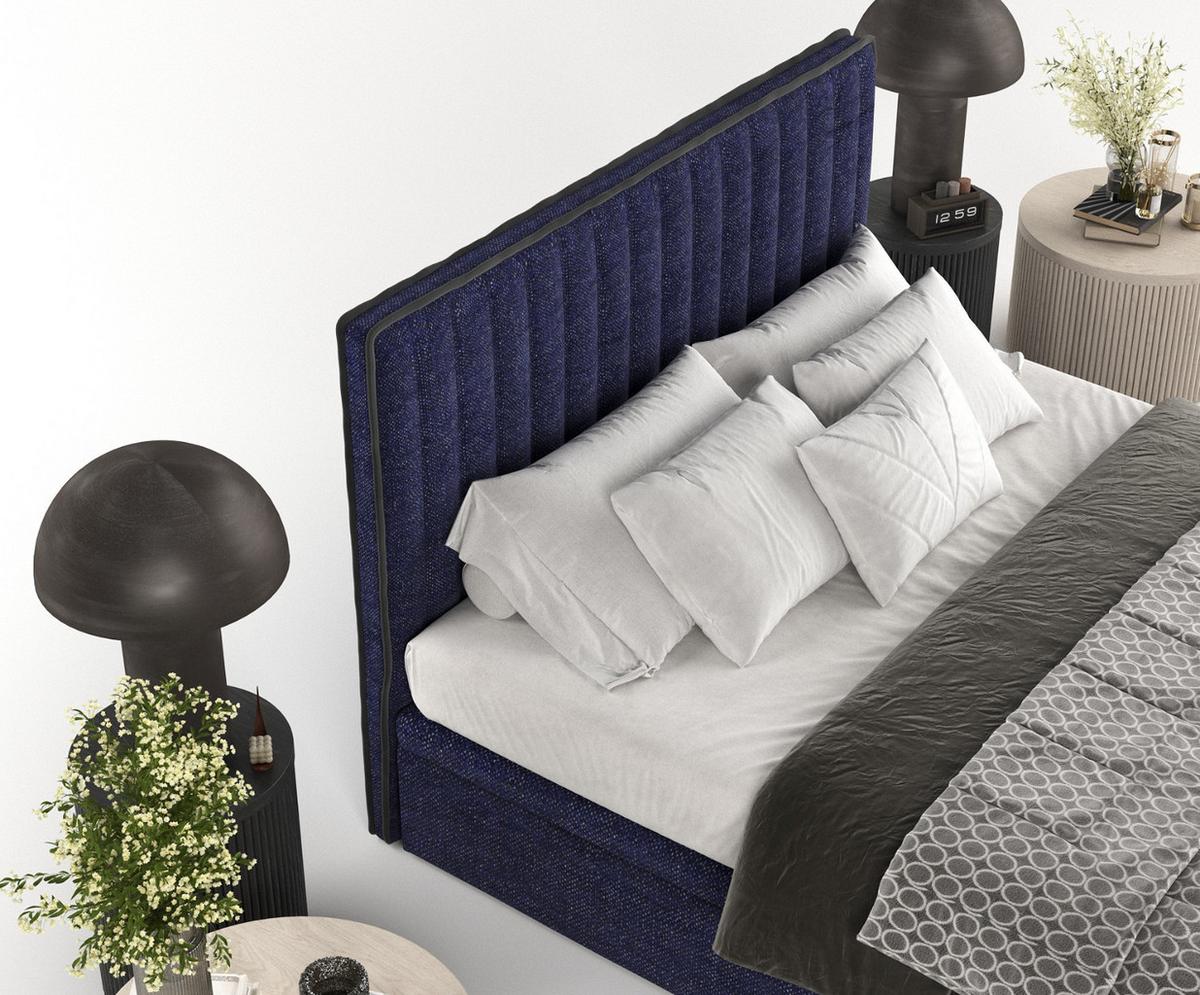 POLSTERBETT Keva mit Stauraum 120/200 cm Marineblau im Alta Stoff - Schwarz/Dunkelblau, Holz/Holzwerkstoff (120/200cm) - AltaBeds