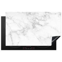 HERDABDECKPLATTE Marmor - Grau - Weiß - Strukturierter Marmor Induktionsmatte 83x51 cm - Weiß, Kunststoff (83/51.5/0.2cm) - MuchoWow