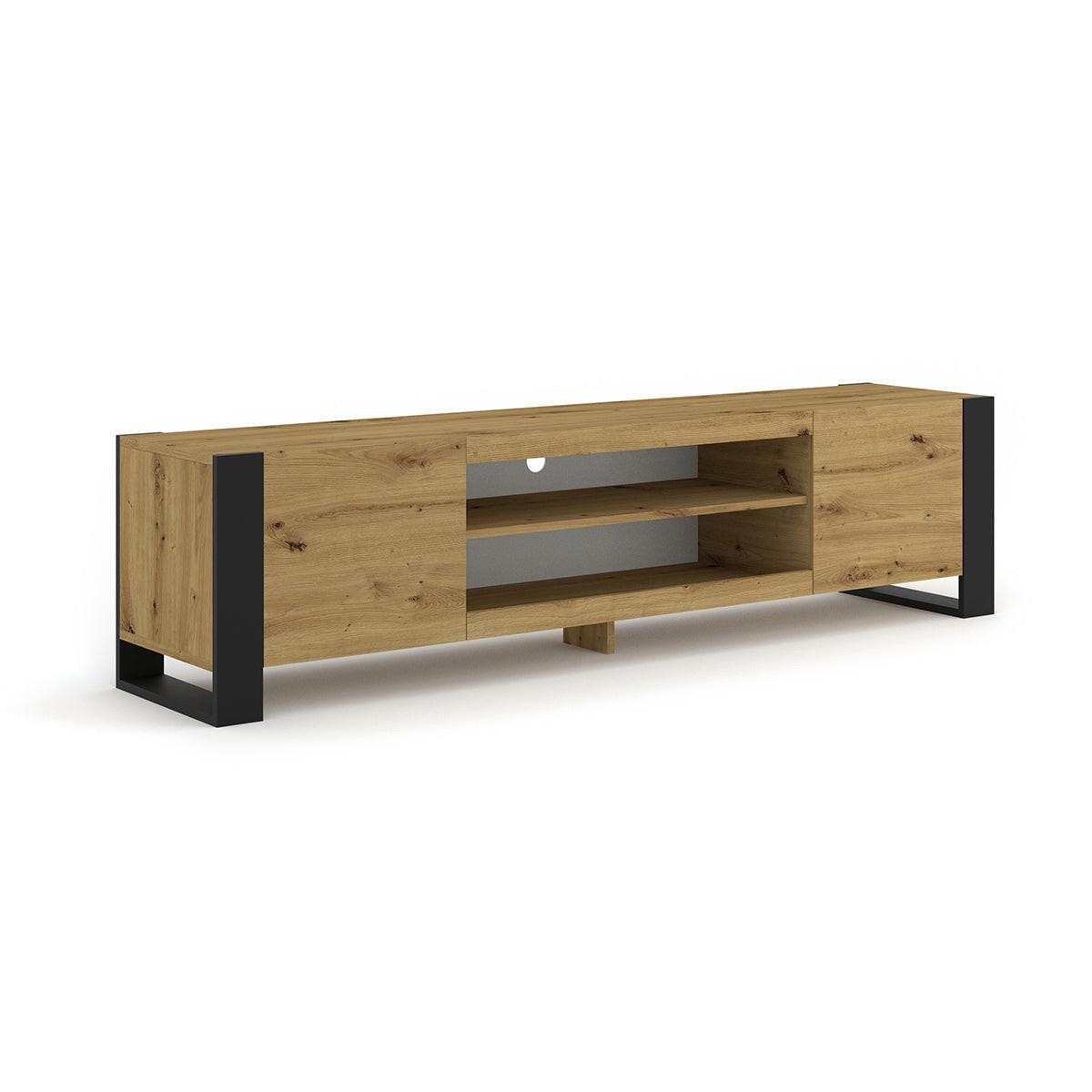 TV-MÖBEL Gani Holz und Mattschwarz - Schwarz, Holzwerkstoff (188/47/40cm) - Petits-meubles