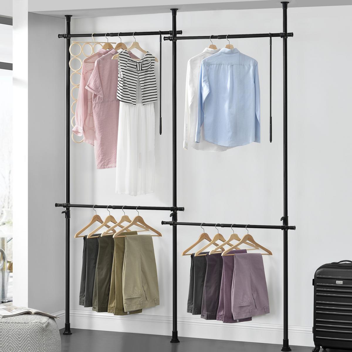 TELESKOPGARDEROBE Kemi - Schwarz, Metall (230/278/5cm) - [en.casa]