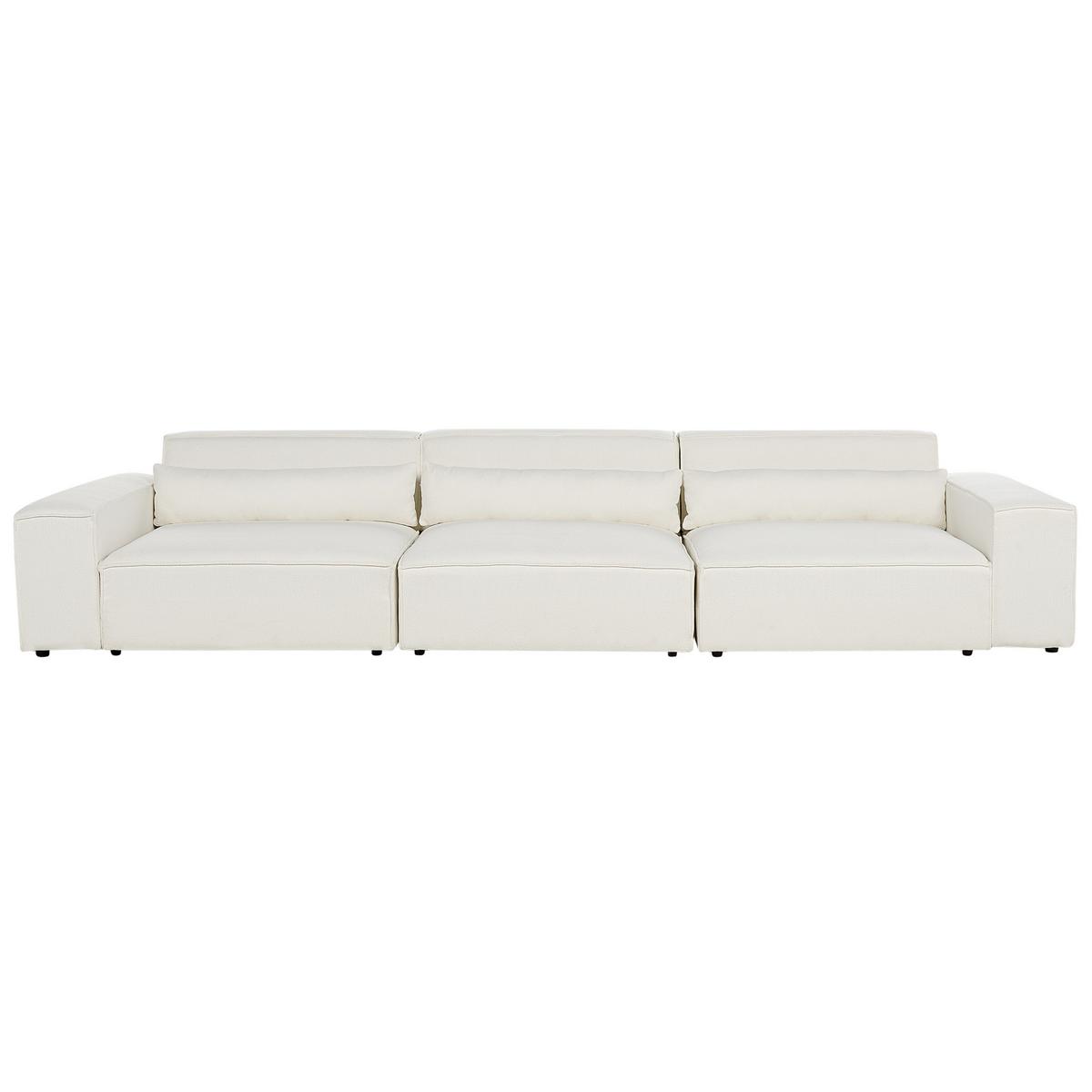 3-SITZER-SOFA Bouclé cremeweiß Hellnar - Weiß, Textil (364/70/126cm) - Beliani