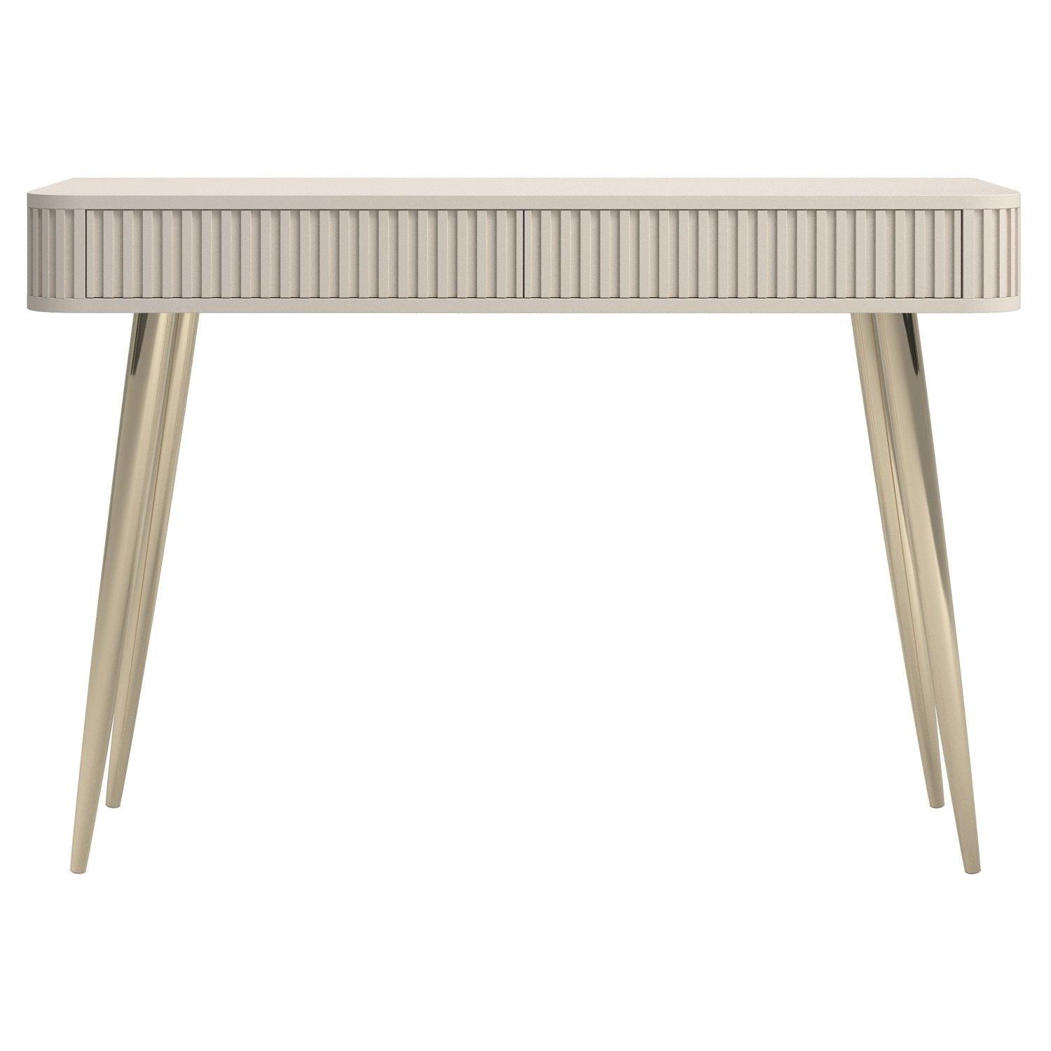 SCHMINKTISCH Ovarlo Greige mit 2 Schubladen 113 cm - Taupe/Goldfarben, Holzwerkstoff/Metall (38/113.2/77.9cm) - Selsey