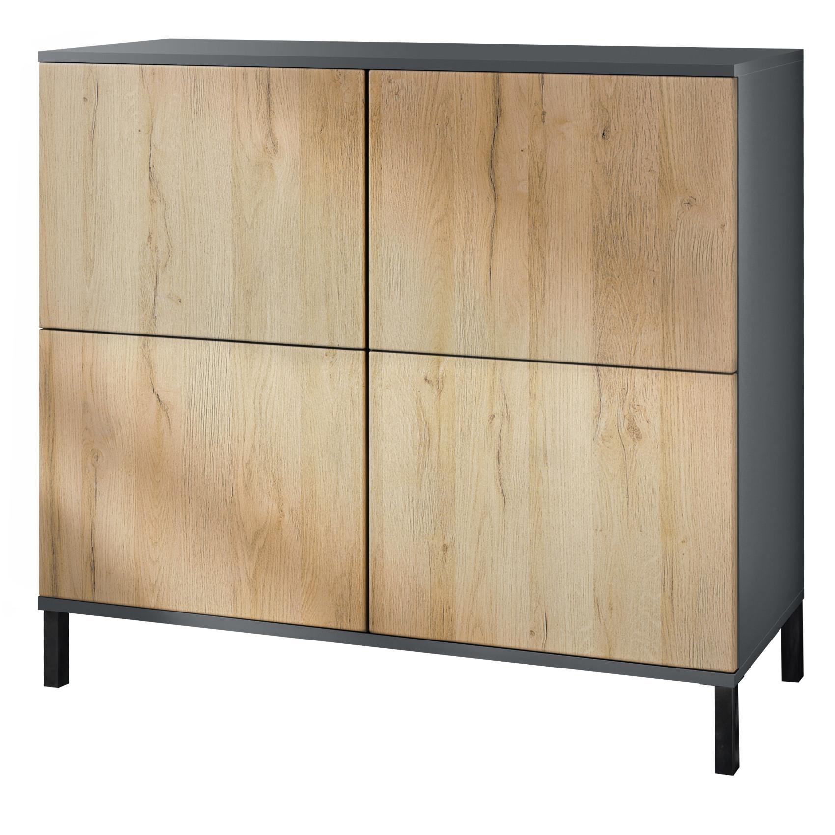 KOMMODE Rova Eiche Natur - Eichefarben, Holzwerkstoff (92.5/83.5/35cm) - Vladon