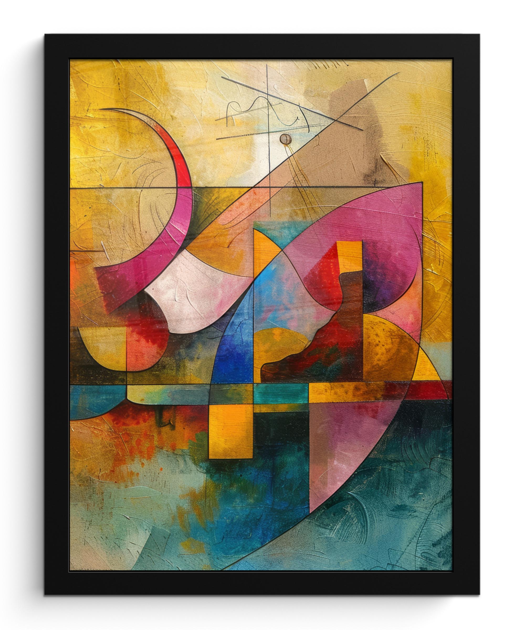 POSTER MIT RAHMENGERAHMTES BILD Kunst - Abstrakt - Modern Bilderrahmen 30x40 cm - Gelb, Papier (30/40cm) - MuchoWow