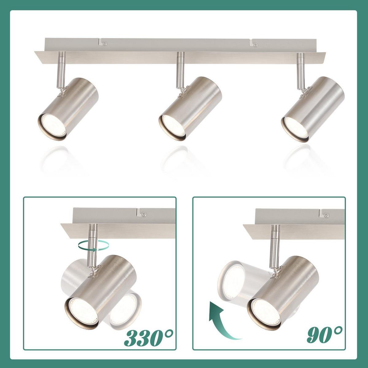 DECKENSTRAHLER Ingrid 3-flammig 47/6/17 cm - Silberfarben, Metall (47/6/17cm) - Nettlife