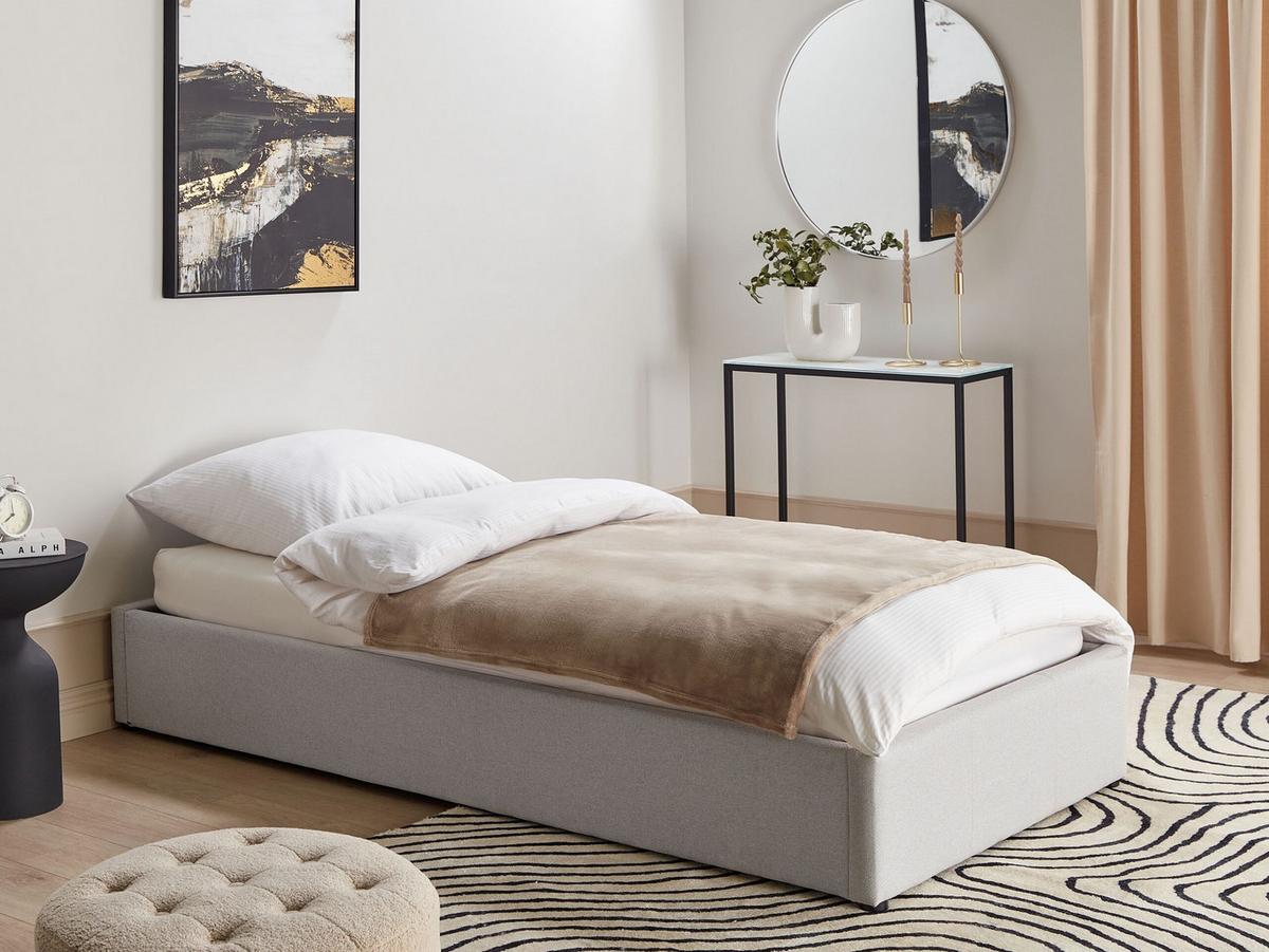 POLSTERBETT Grau 90/200 cm Dinan - Grau, Holz/Textil (90/200cm) - Beliani