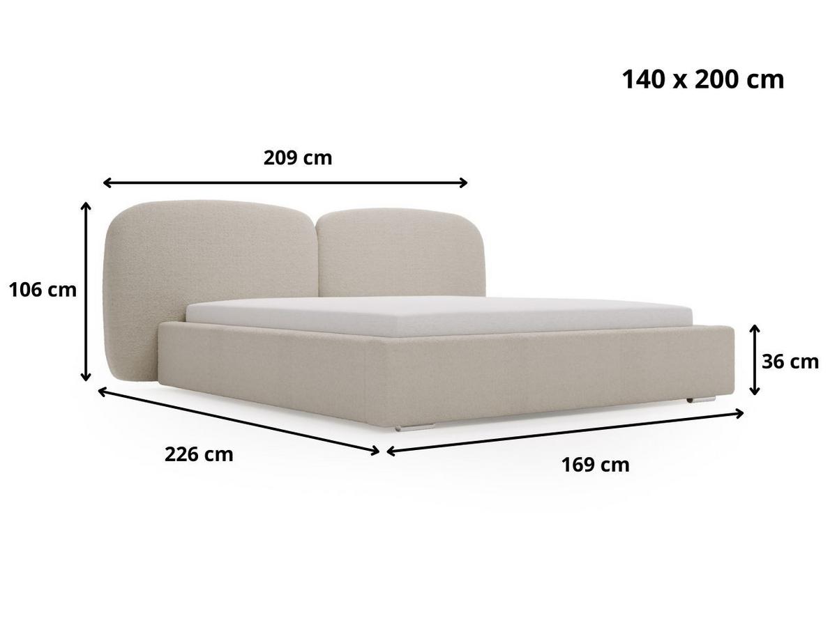 POLSTERBETT Palermo 140x200 Hellgrau - Hellgrau, Textil (140/200cm) - Graingold