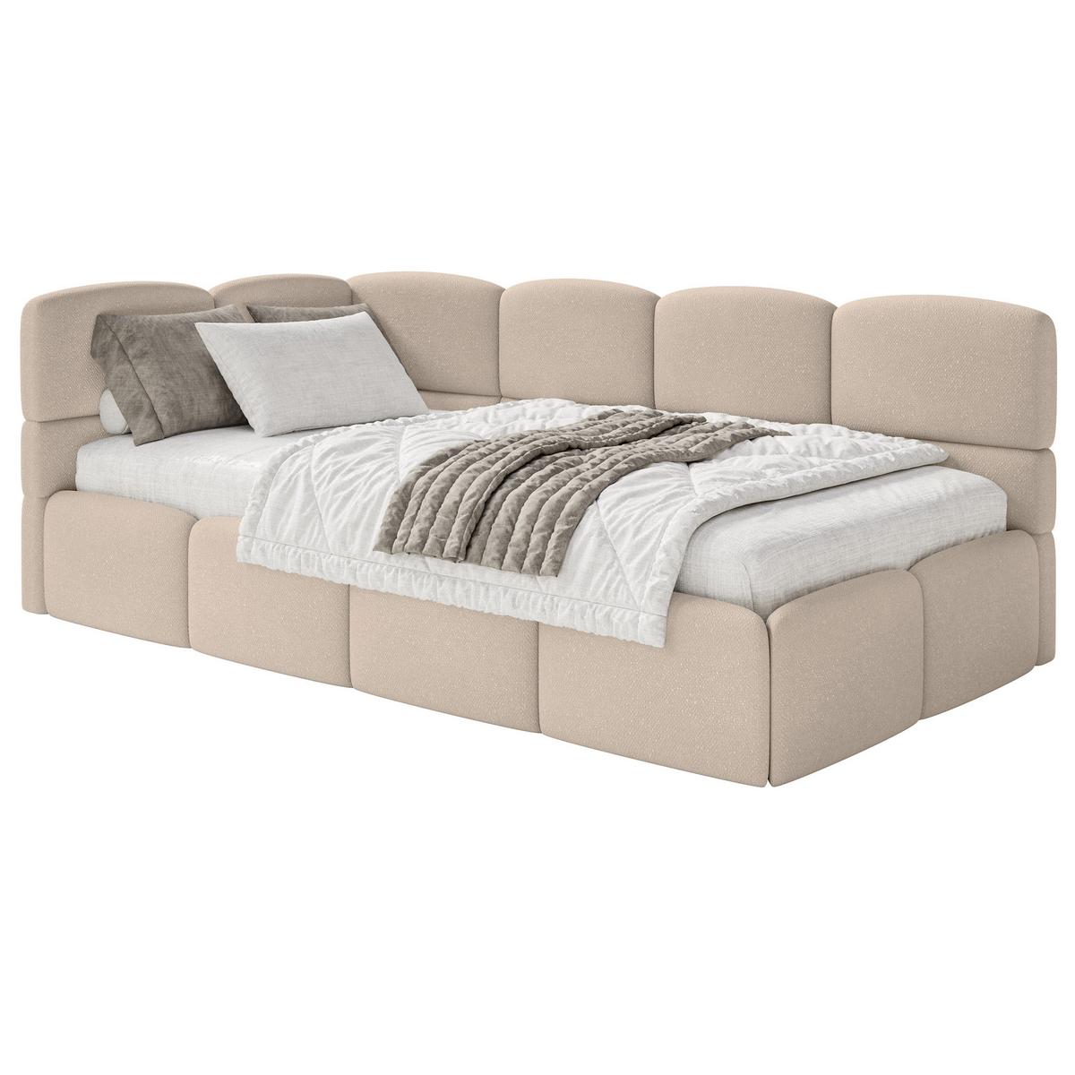 JUGENDBETT Cloudy Beige 120 x 200 cm - Beige/Schwarz, Kunststoff/Textil (120/200cm) - Selsey