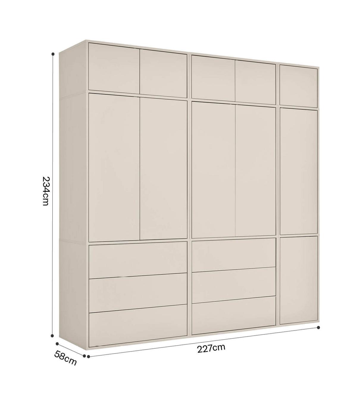 KLEIDERSCHRANK Robe - Beige, Holzwerkstoff (227/234/58cm) - Mokebo