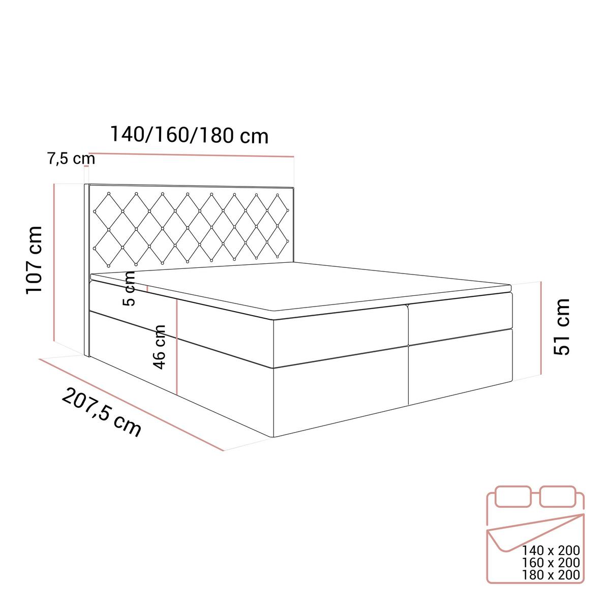 BOXSPRINGBETT INEZ mit Bettkasten mit Topper 140x200 cm Royal Velvet 170 - Beige, Textil - Lookway