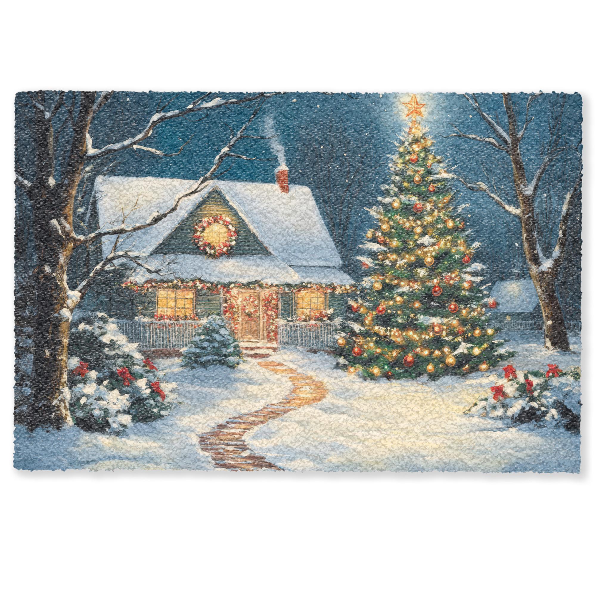 FUSSMATTE Weihnachten - Weihnachtsbaum - Winter - Zuhause - Schnee Schmutzfänger 60x40 cm - Multicolor, Kunststoff (60/0.4cm) - MuchoWow