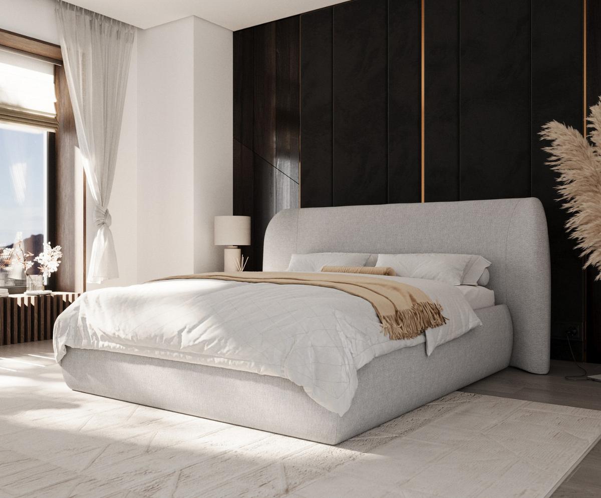 POLSTERBETT Bellano mit Stauraum 200/200 cm Grau im Megan Stoff - Schwarz/Naturfarben, Holz/Holzwerkstoff (200/200cm) - AltaBeds