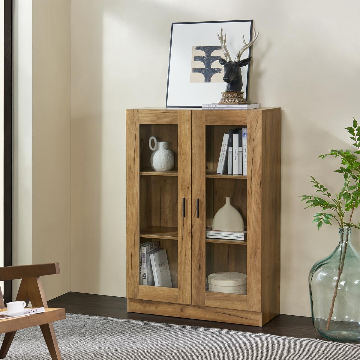 VITRINE Sorø - Eichefarben, Holzwerkstoff (80/115/31cm) - [en.casa]