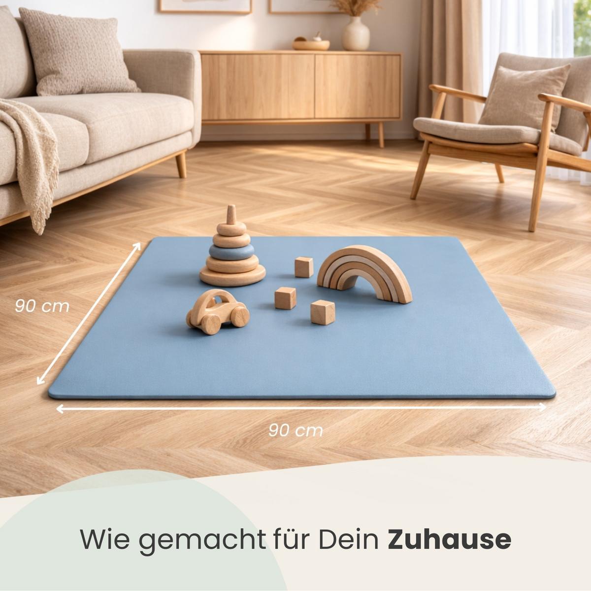 SPIELMATTE mit Rand - 90/90/1 cm Puzzlematte Blau - Blau, Kunststoff (30/30cm) - Littletom