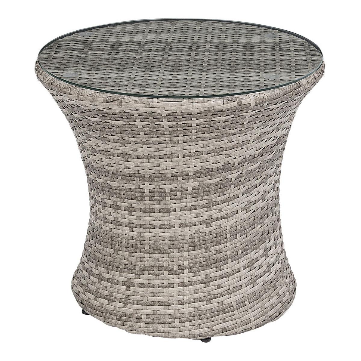 BALKONSET 2-Sitzer Rattan grau Auflagen grau Capri - Grau, Kunststoff/Textil - Beliani